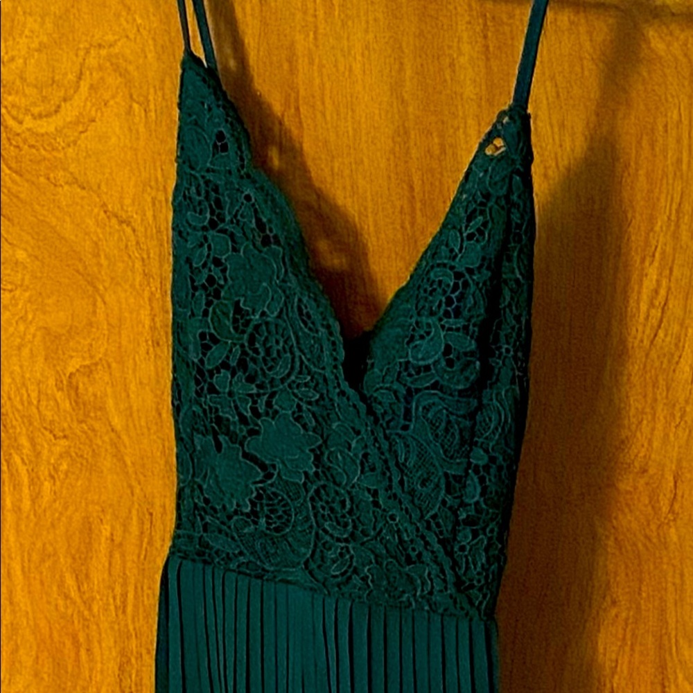 Hunter green spaghetti strap gown